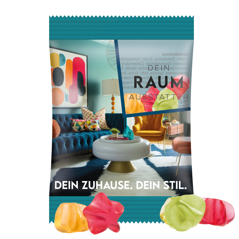 Minitüte 15 g, Folie, transparent, Trolli Fruchtgummi Sterne