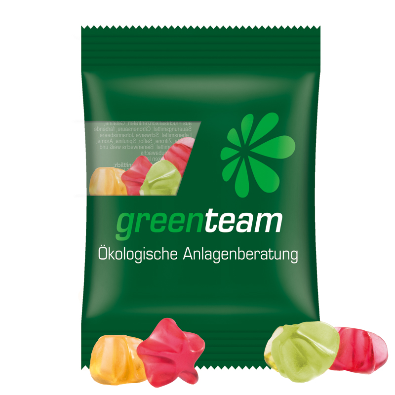 Minitüte 15 g, kompostierbare Folie transparent, Trolli Fruchtgummi Sterne