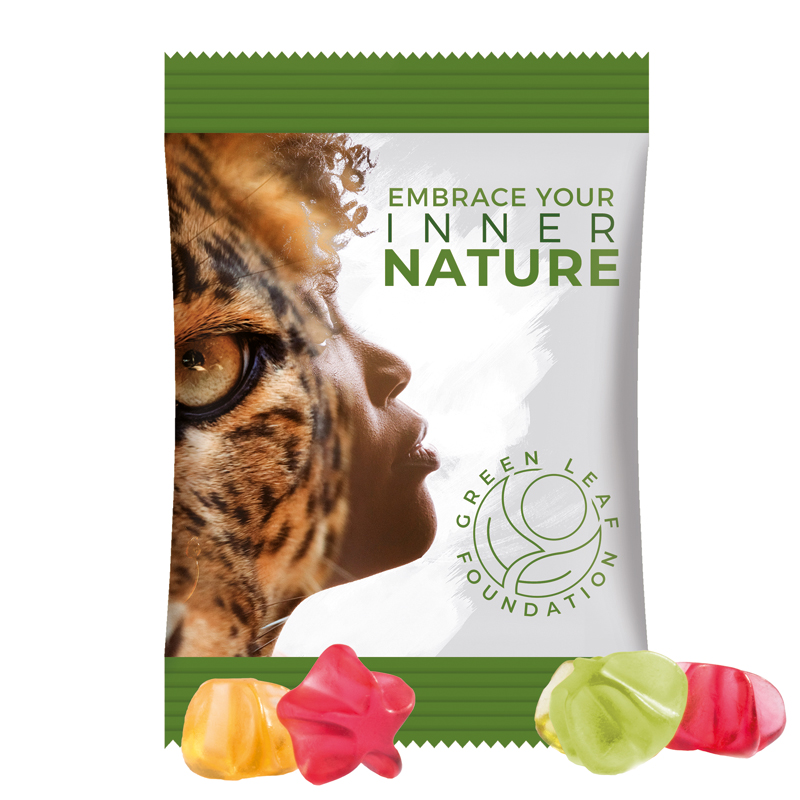 Minitüte 15 g, Folie weiß, Trolli Fruchtgummi Sterne