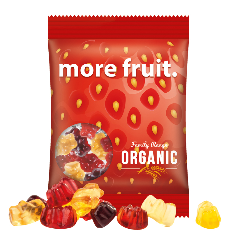 Minitüte 15 g, Folie, transparent, Trolli Fruchtgummibären, 30 % Fruchtsaftqualität