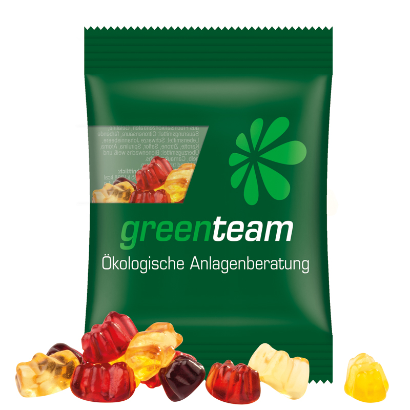 Minitüte 15 g, kompostierbare Folie transparent, Trolli Fruchtgummibären, 30 % Fruchtsaftqualität