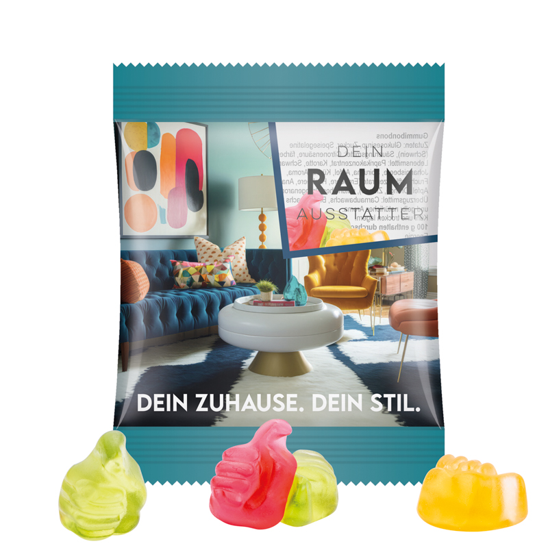 Minitüte,15 g, Folie transparent, Trolli Fruchtgummi Daumen