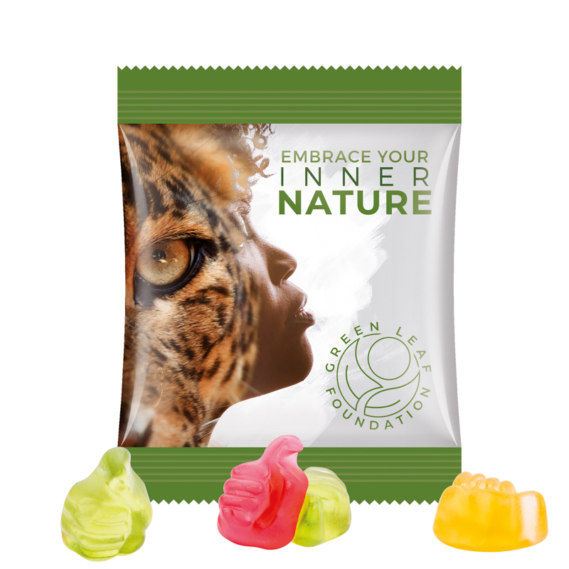 Minitüte,15 g, Folie weiß, Trolli Fruchtgummi Daumen