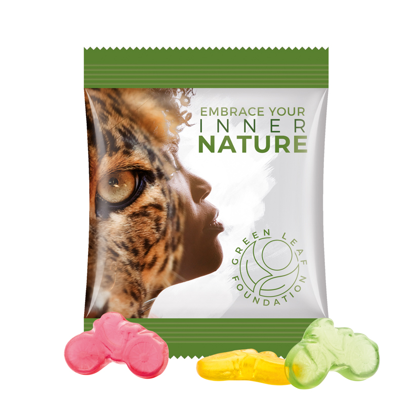 Minitüte,15 g, Folie weiß, Trolli Fruchtgummi Fahrrad