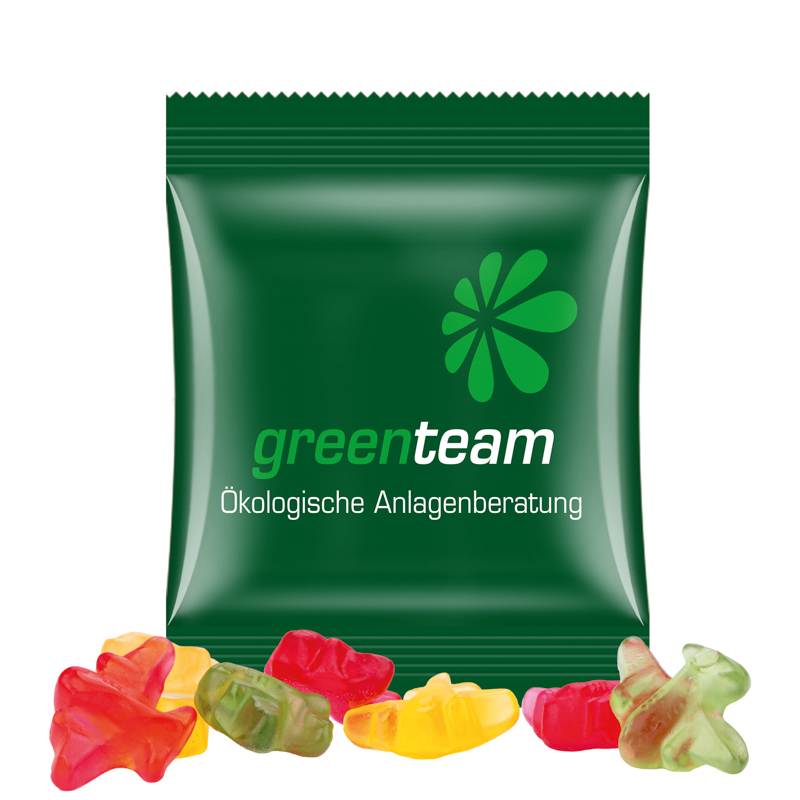 Minitüte,10 g, kompostierbare Folie weiß, Trolli Fruchtgummi Flugzeuge