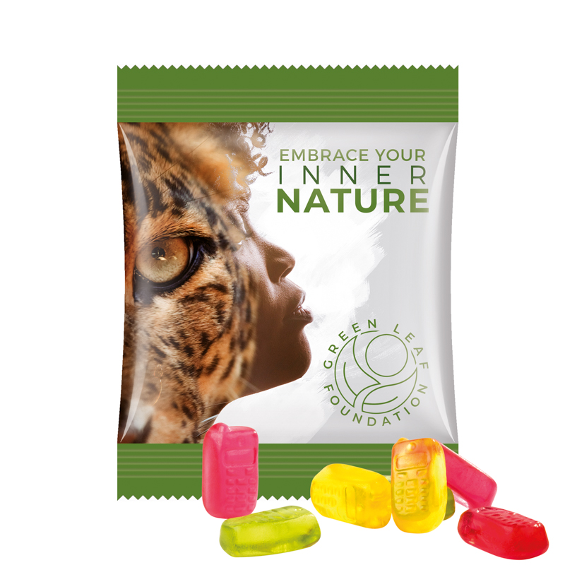Minitüte,15 g, Folie weiß, Trolli Fruchtgummi Handy