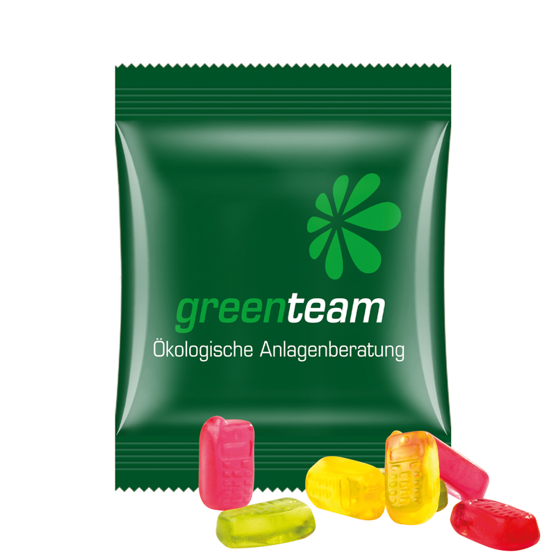 Minitüte,15 g, kompostierbare Folie weiß, Trolli Fruchtgummi Handy