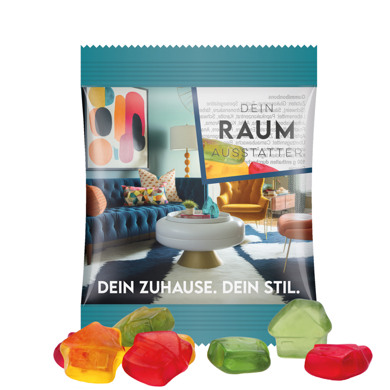 Minitüte,15 g, Folie transparent, Trolli Fruchtgummi Haus