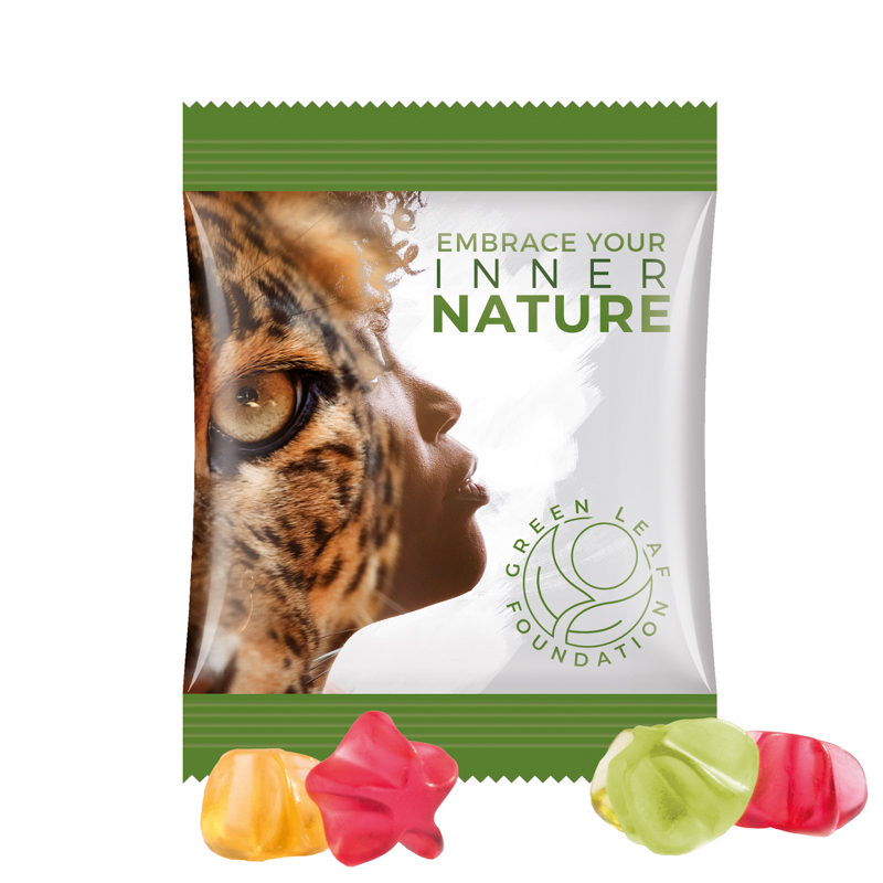 Minitüte,15 g, kompostierbare Folie weiß, Trolli Fruchtgummi Sterne