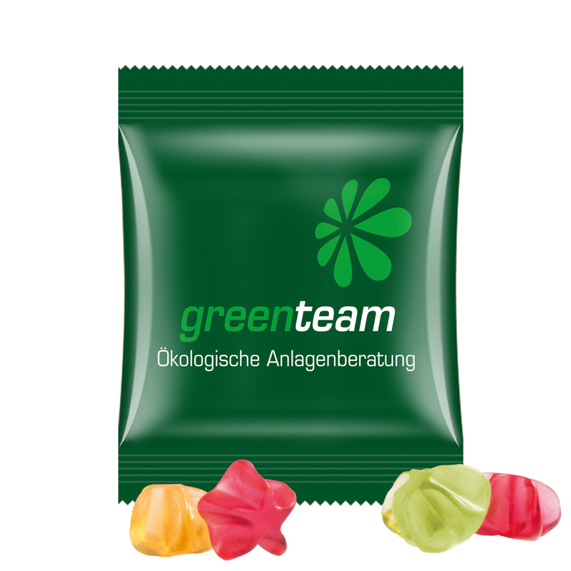 Minitüte,10 g, kompostierbare Folie weiß, Trolli Fruchtgummi Sterne