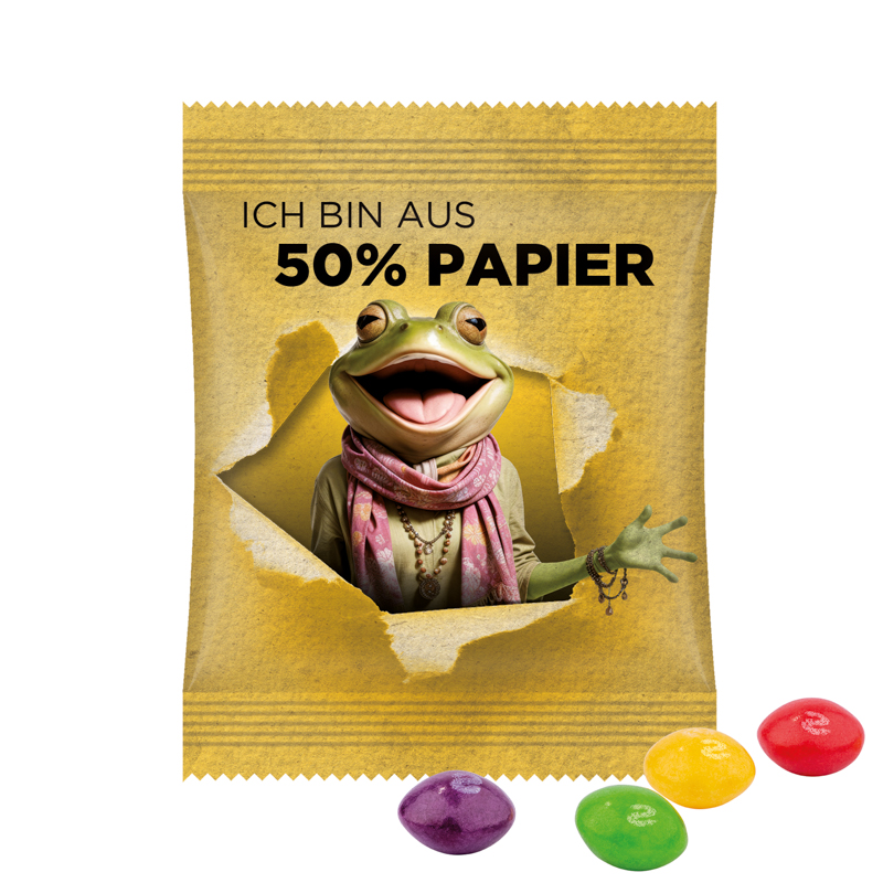 Minitüte,10 g, Folie mit ca. 50% Papieranteil, weiß, Skittles Fruits Kaubonbons