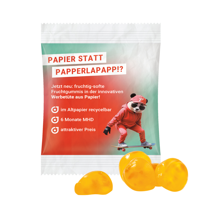 Minitüte, 15 g, recyclingfähiges Papier weiß, Trolli Vitamin Fruchtgummi