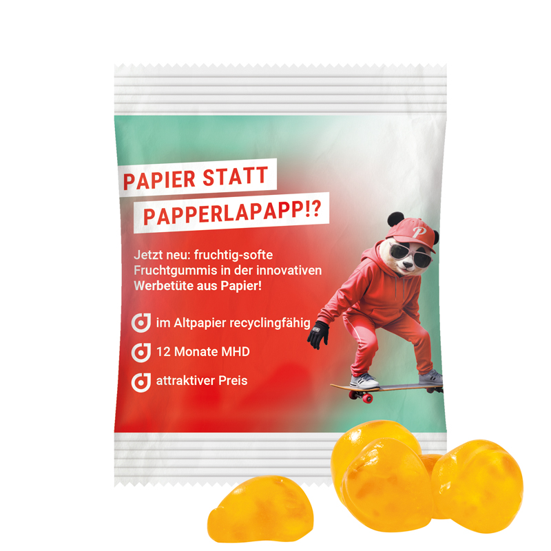 Minitüte 15 g, recyclingfähiges PapierPlus Pro weiß, Trolli Vitamin Fruchtgummi