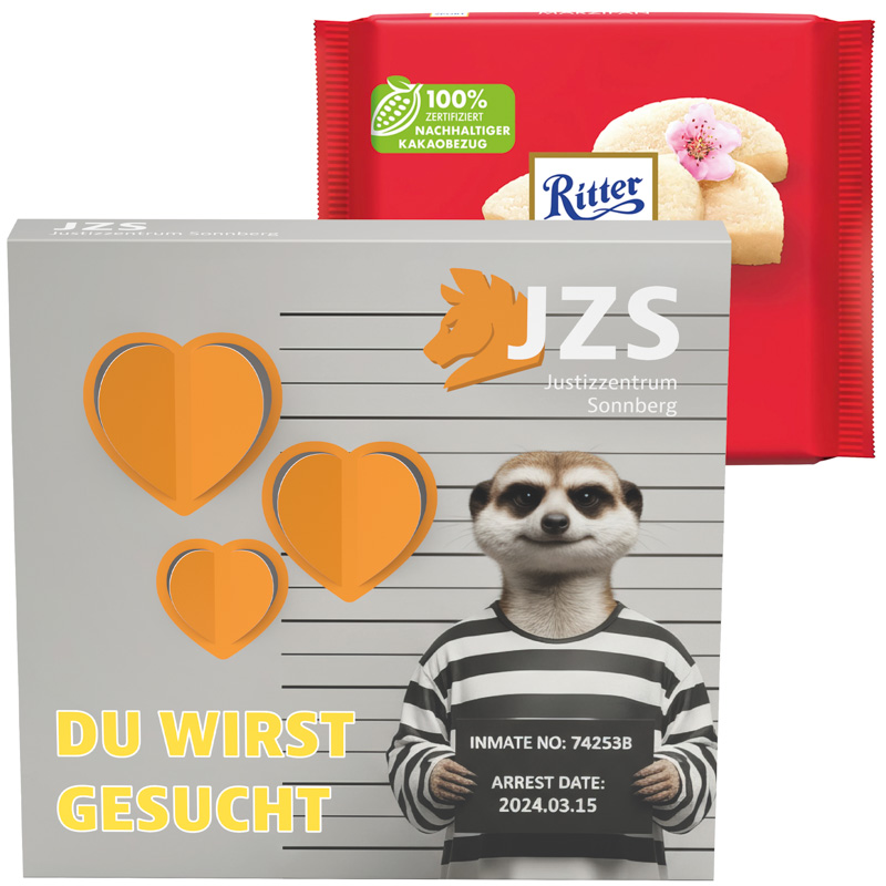 Präsentbox Premium, 3D-Herz, Ritter SPORT Marzipan Schokolade