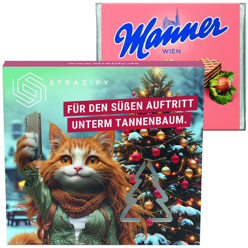 Präsentbox Premium, Tannenbaum-Stanzung, Manner Waffeln