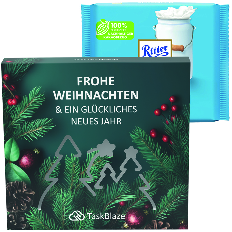 Präsentbox Premium, Wald-Stanzung, Ritter SPORT Alpenmilch Schokolade