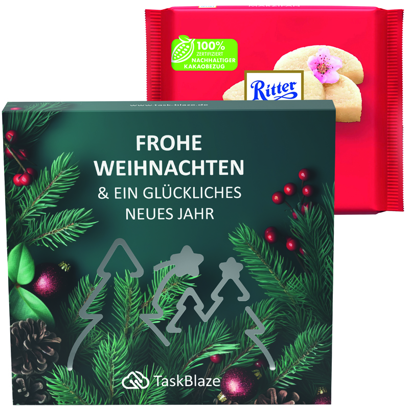 Präsentbox Premium, Wald-Stanzung, Ritter SPORT Marzipan Schokolade