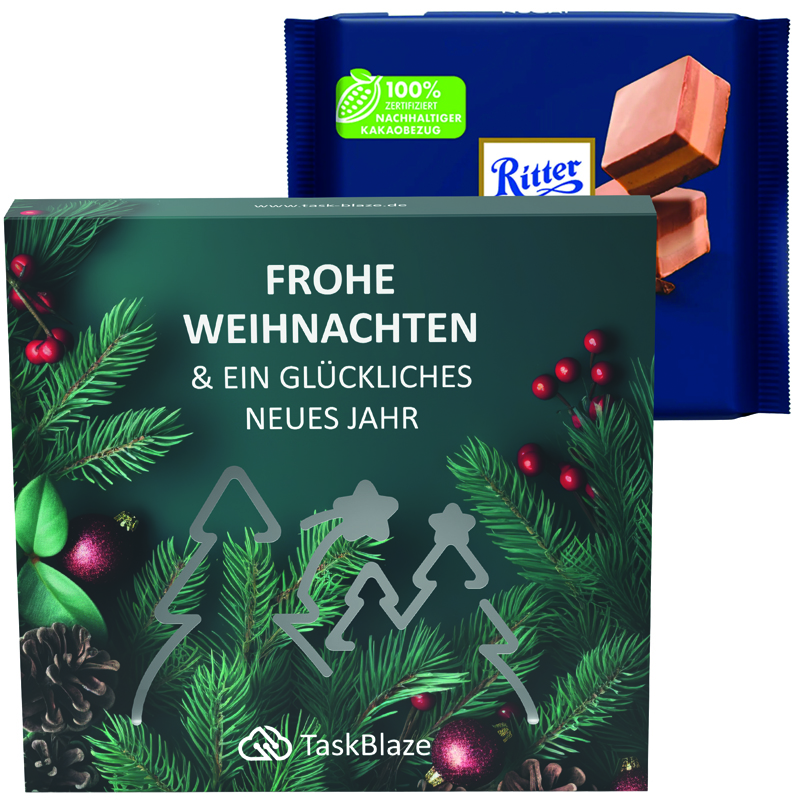 Präsentbox Premium, Wald-Stanzung, Ritter SPORT Nugat Schokolade