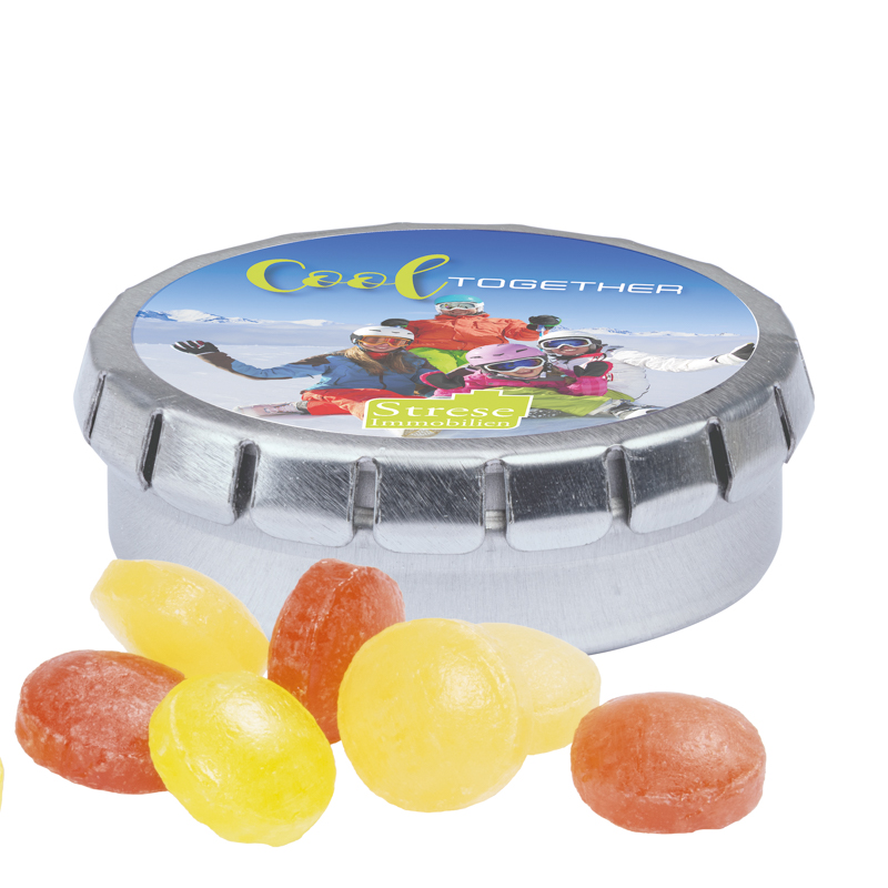 Quick Box, silber, Mini Bonbons Fruchtmix