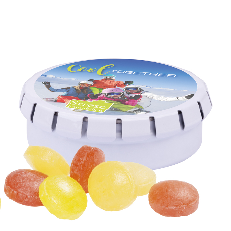 Quick Box, weiß, Mini Bonbons Fruchtmix