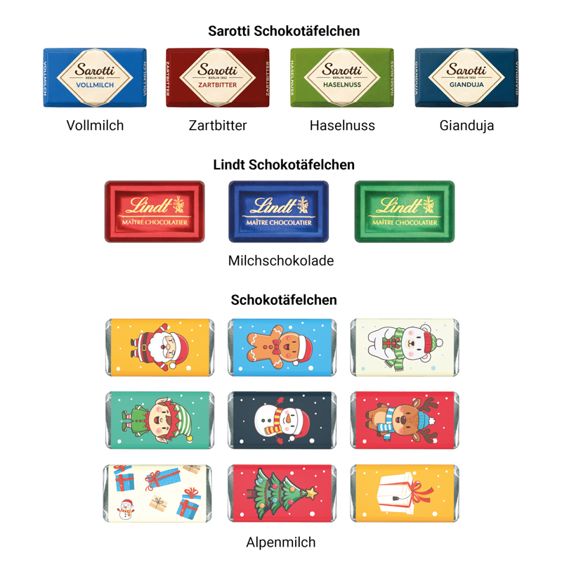 Shape Adventskalender Geschenk Eco, Sarotti Schokoladen-Täfelchen