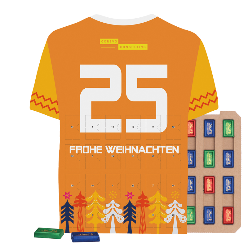 Shape Adventskalender Trikot Eco, Lindt Schokotäfelchen