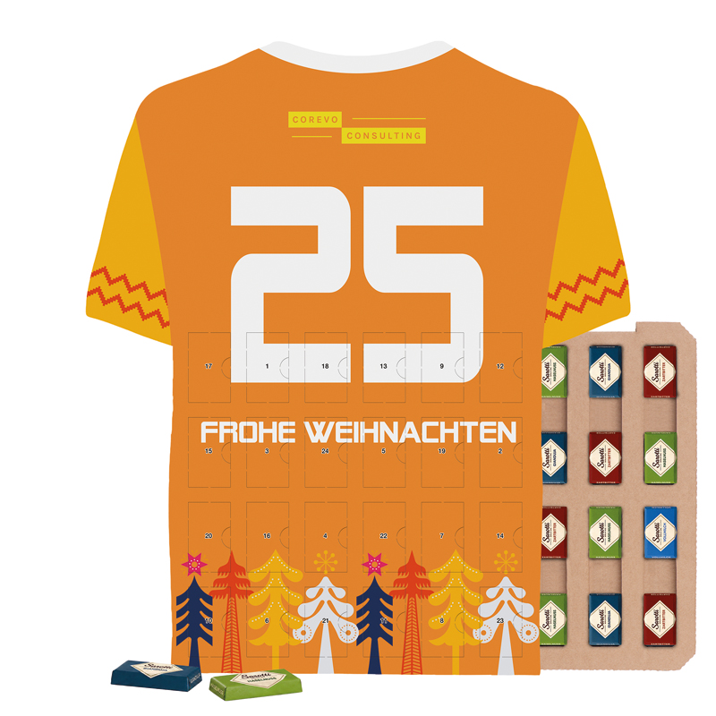 Shape Adventskalender Trikot Eco, Sarotti Schokoladen-Täfelchen