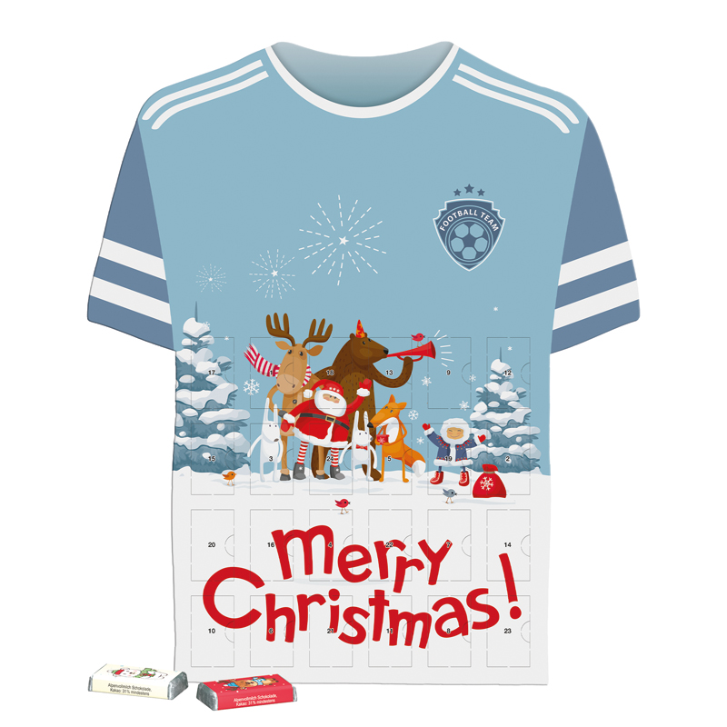 Shape Adventskalender Trikot, Schokotäfelchen in weihnachtlichen Motiven
