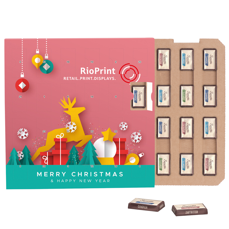 Täfelchen Adventskalender ECO, Papierblister, Sarotti Schokotäfelchen