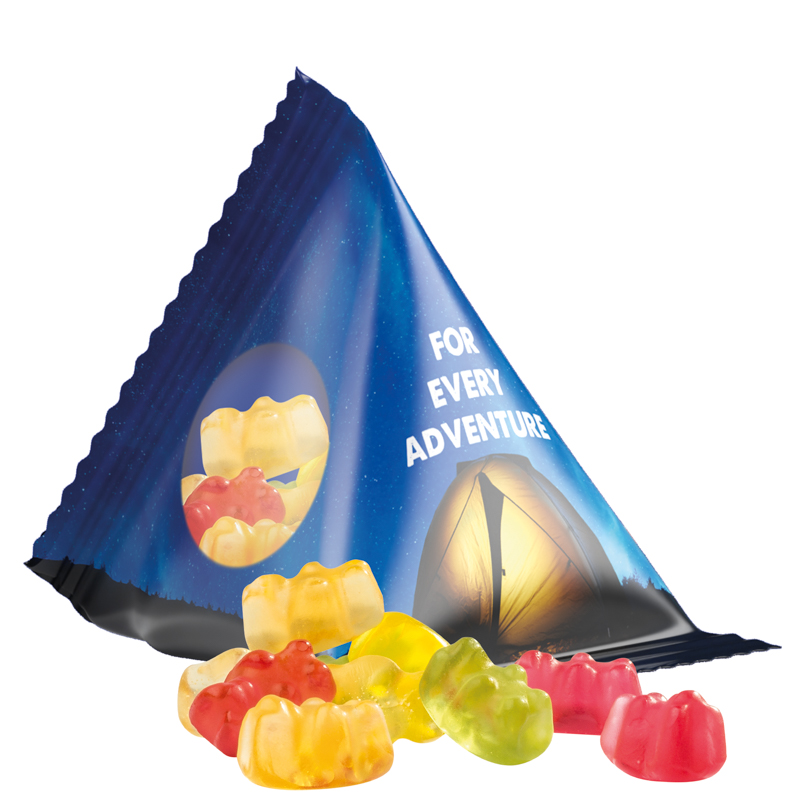Fruchtgummi Tetraeder, Folie transparent, Trolli Premium Bärchen,