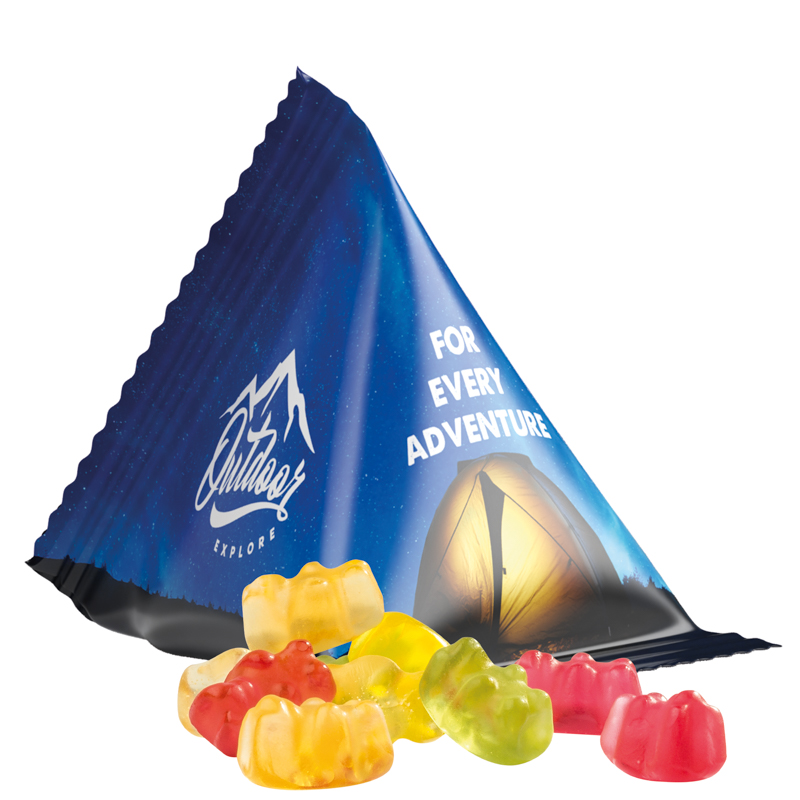 Fruchtgummi Tetraeder, Folie weiß, Trolli Premium Bärchen,