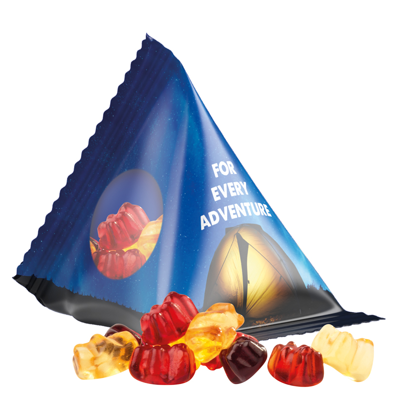 Fruchtgummi Tetraeder, Folie transparent, Trolli Fruchtgummibären, 30% Fruchtsaftqualität Exquisit