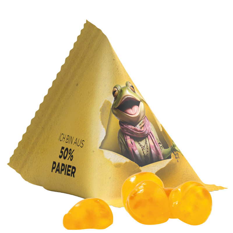 Fruchtgummi Tetraeder, Folie mit ca. 50% Papieranteil, weiß, Trolli Vitamin Fruchtgummi