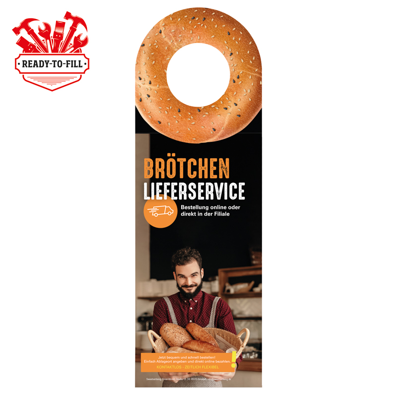 Werbeanhänger aus weißem Karton, kundengestelltes Füllgut