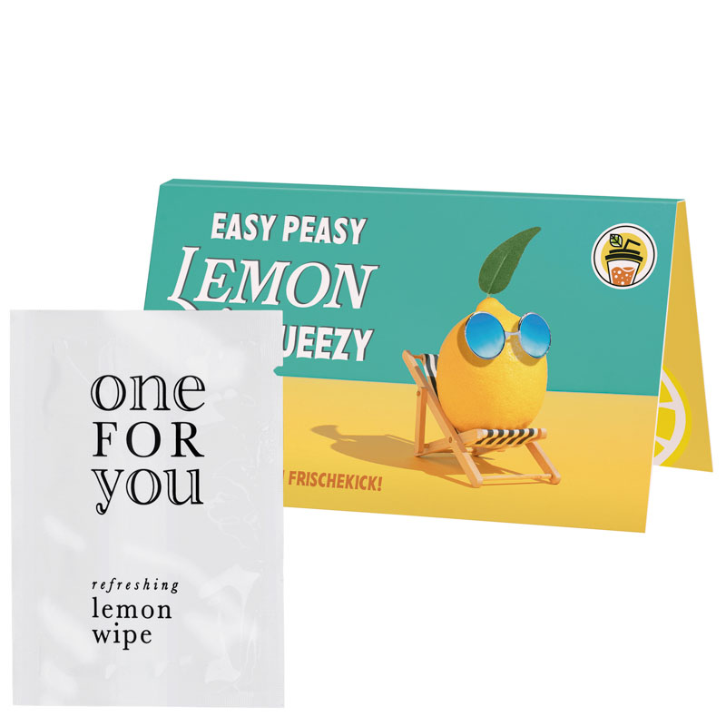 Werbekarte long, Erfrischungstuch