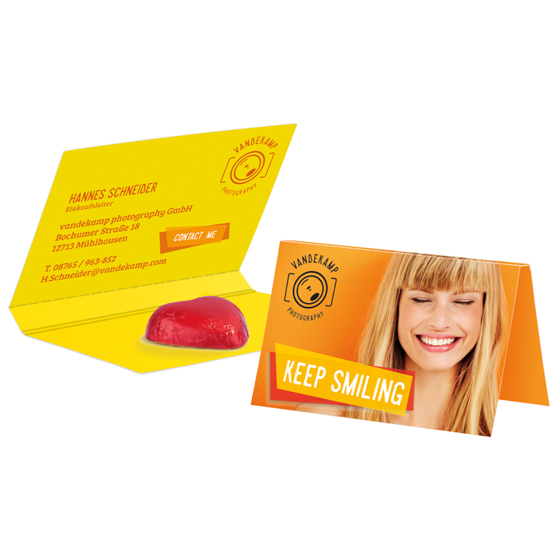 Werbekarte Visitenkartenformat, Storz Schokoherz