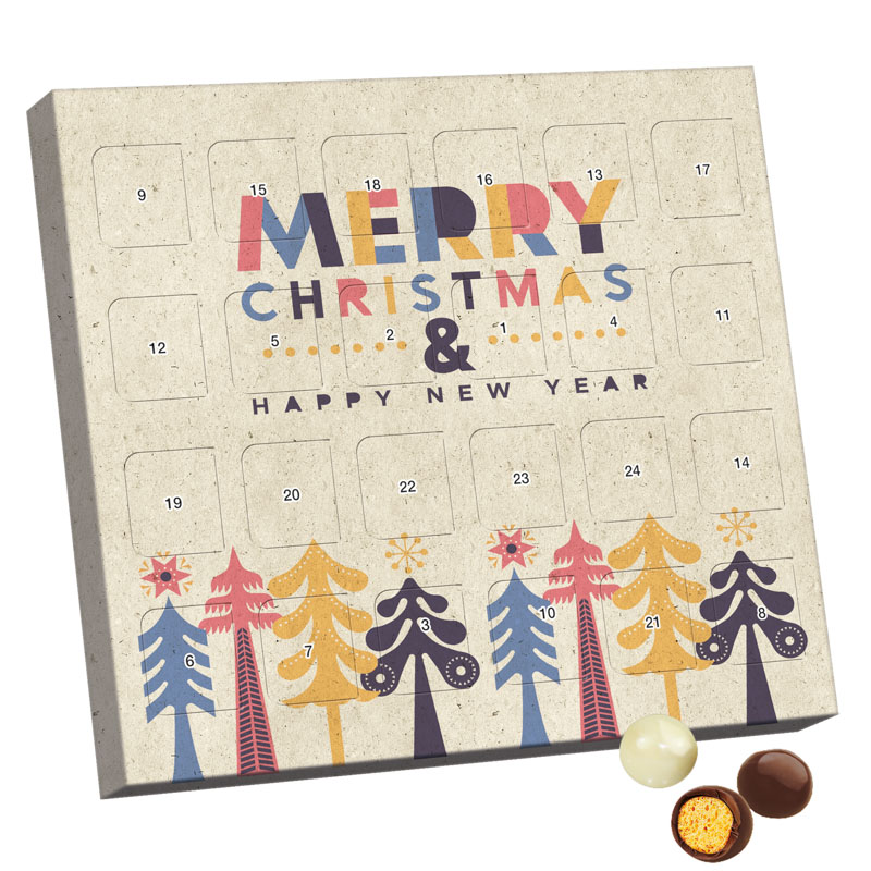 XS Adventskalender, Graspapier, Brandt Knusperkugeln Black & White