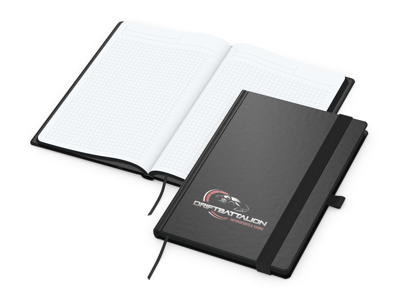 Notizbuch Black-Book, A5, Winkelkaro, Siebdruck-Digital
