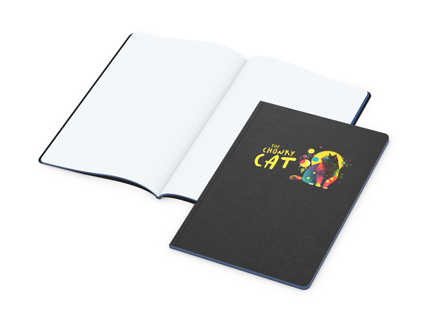 Notizbuch Tablet-Book, A4, Punktraster, mittelblau, Siebdruck-Digital