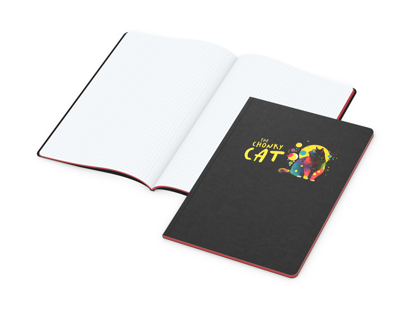 Notizbuch Tablet-Book, A4, Punktraster, rot, Siebdruck-Digital