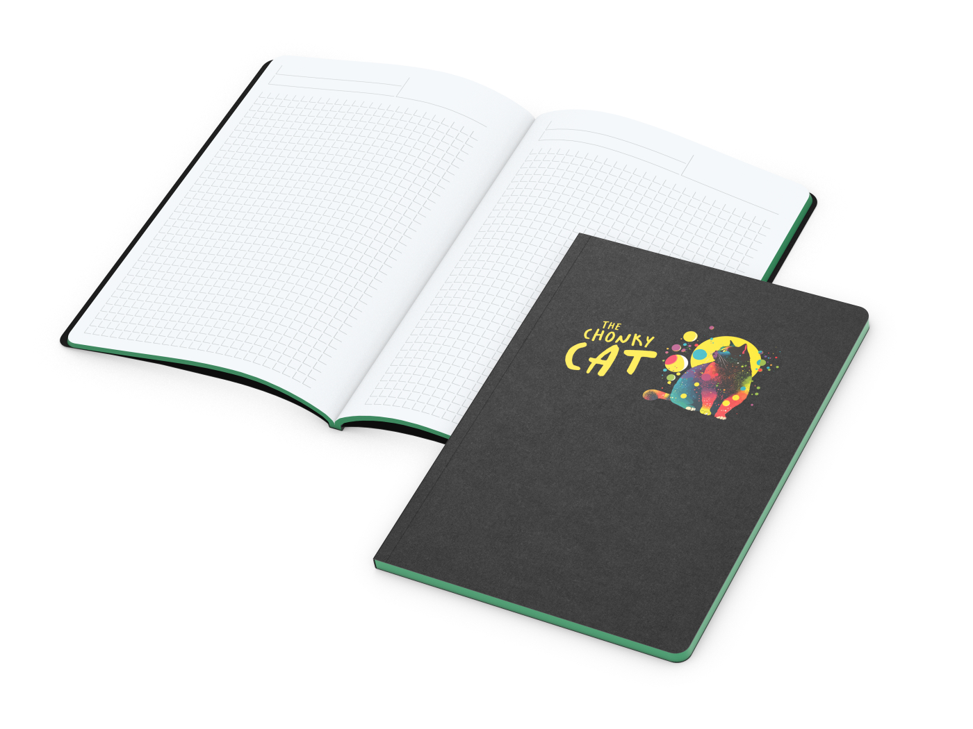 Notizbuch Tablet-Book, A5, Winkelkaro, grün, Siebdruck-Digital