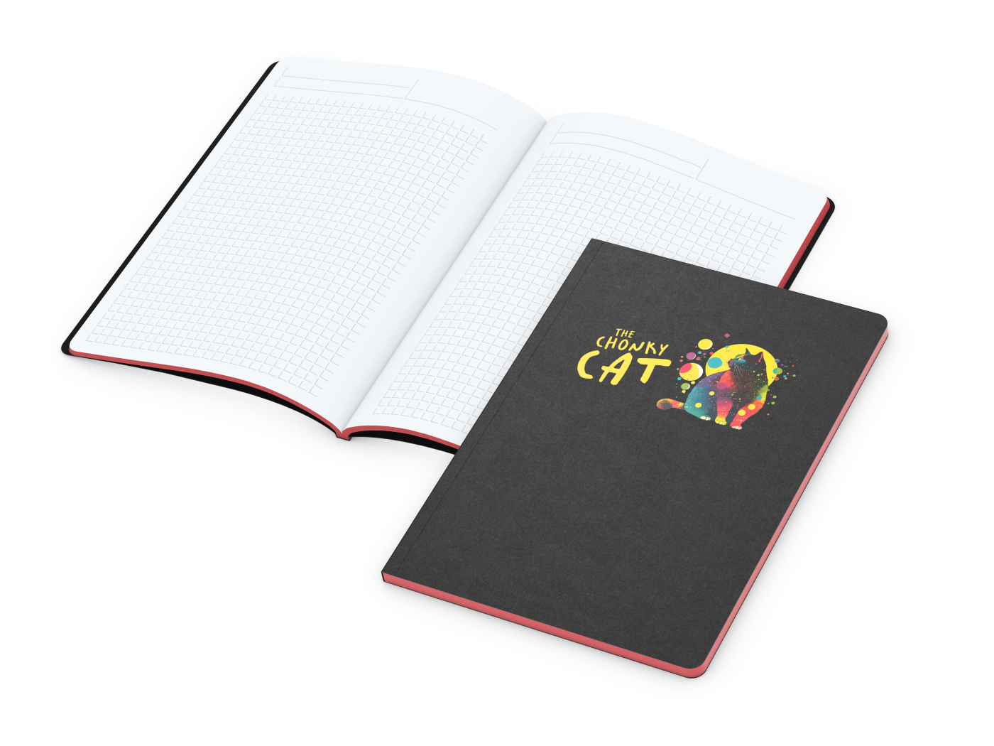 Notizbuch Tablet-Book, A5, Winkelkaro, rot, Siebdruck-Digital