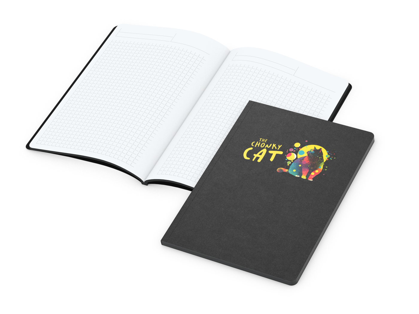 Notizbuch Tablet-Book, A5, Winkelkaro, schwarz, Siebdruck-Digital