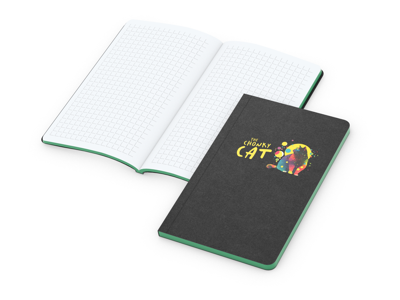 Notizbuch Tablet-Book, Pocket, Winkelkaro, grün, Siebdruck-Digital