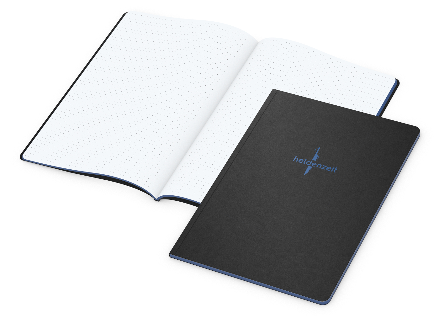 Notizbuch Tablet-Book, A4, Punktraster, mittelblau, Prägung