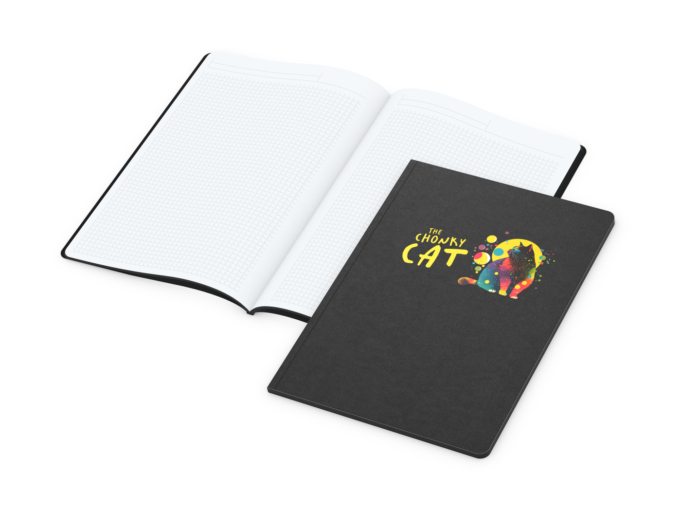 Notizbuch Tablet-Book, A4, Winkelkaro, schwarz, Siebdruck-Digital