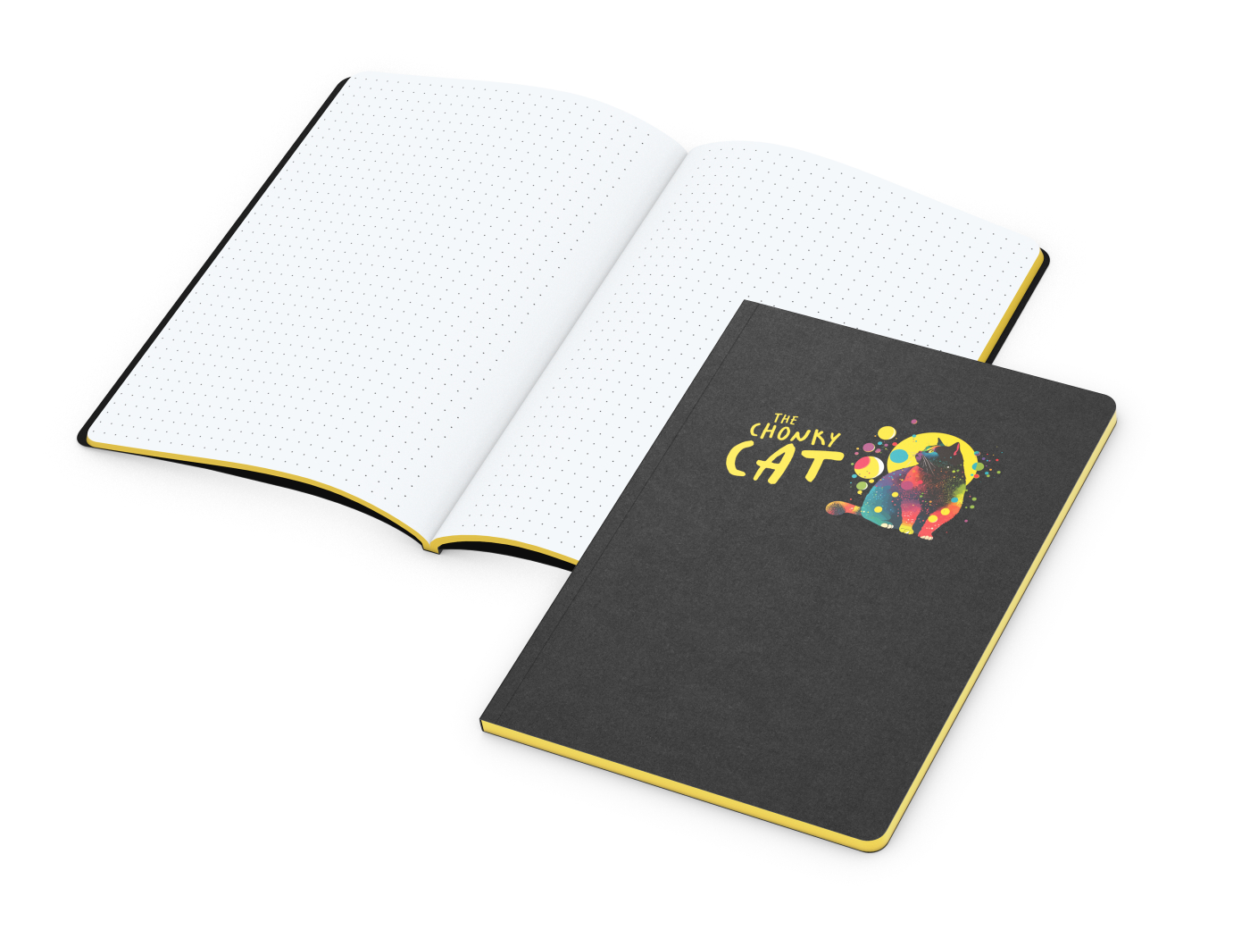 Notizbuch Tablet-Book, A5, Punktraster, gelb, Siebdruck-Digital