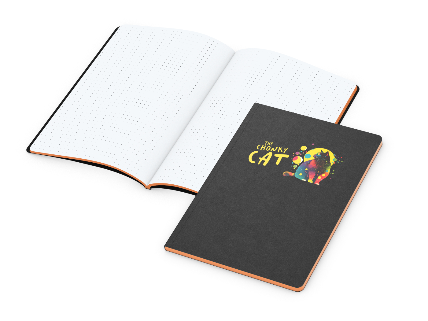 Notizbuch Tablet-Book, A5, Punktraster, orange, Siebdruck-Digital