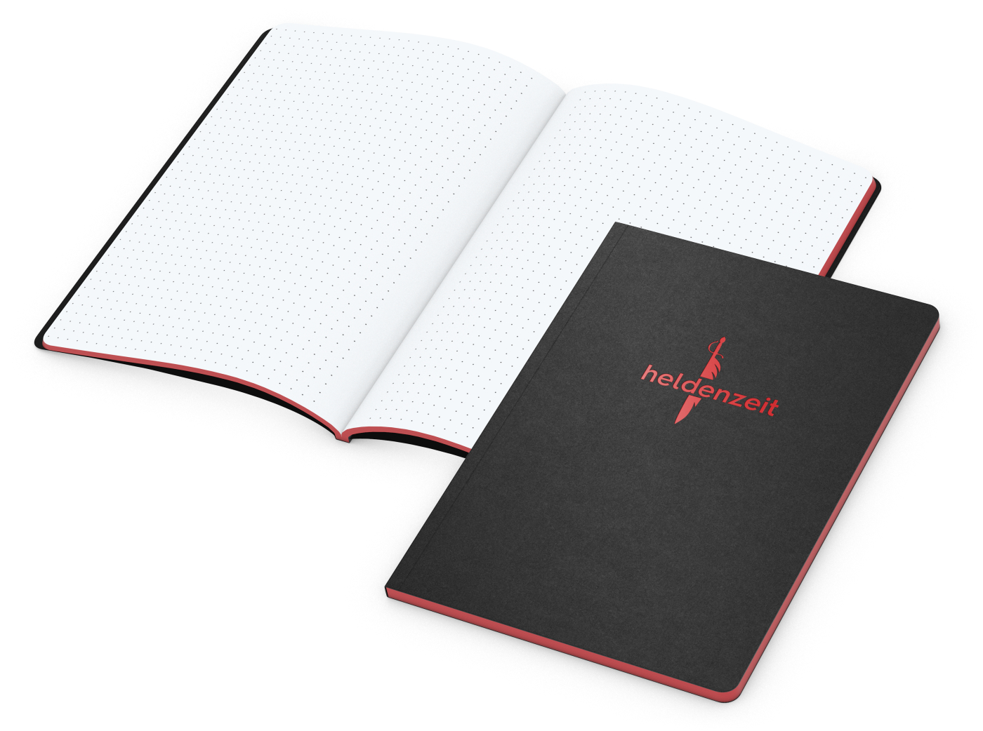 Notizbuch Tablet-Book, A5, Punktraster, rot, Prägung