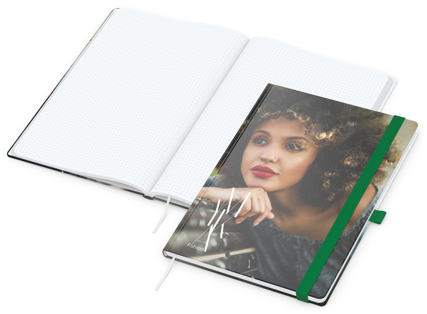 Notizbuch Match-Book, A4, White, Punktraster, glänzend, grün